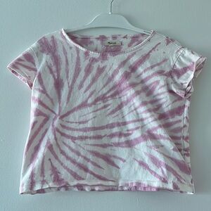 MADEWELL pink tie-dye cropped tee